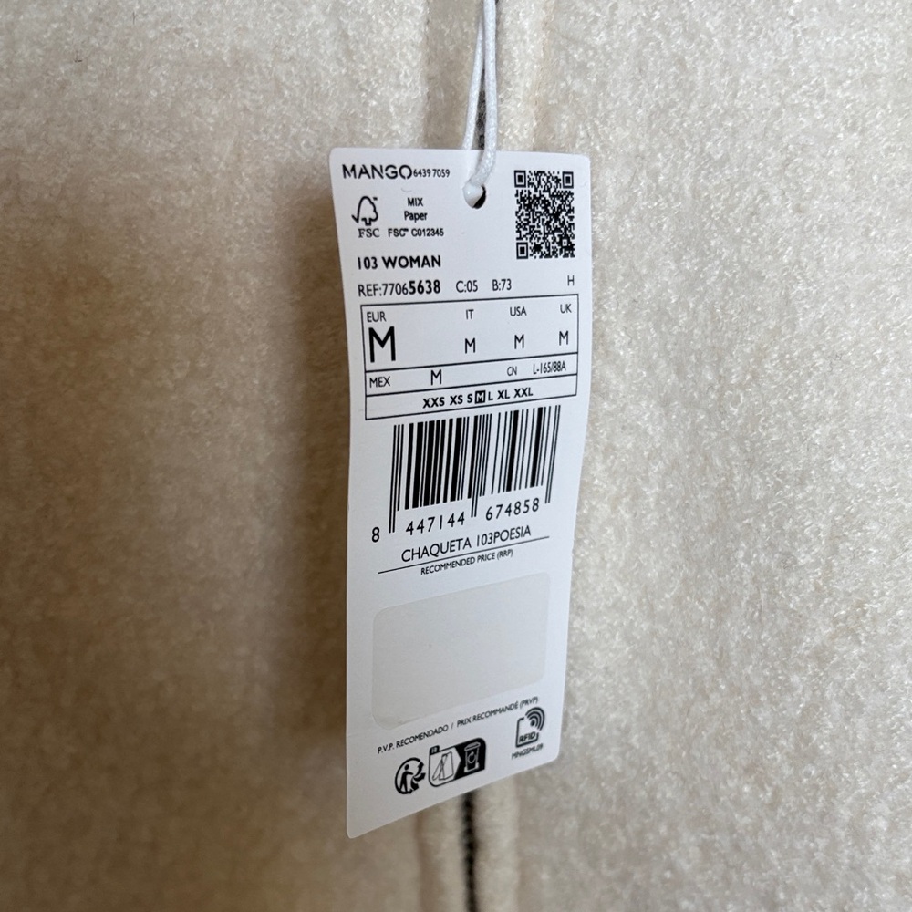 Mango Cream Wool Jacket, new with tags - Picture 3 of 7